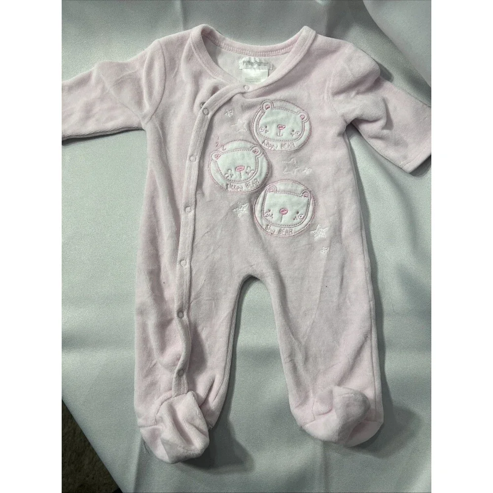 Vintage Pitter Patter Pink Baby Footed One Piece sz 0-3 Months - Picture 1 of 10
